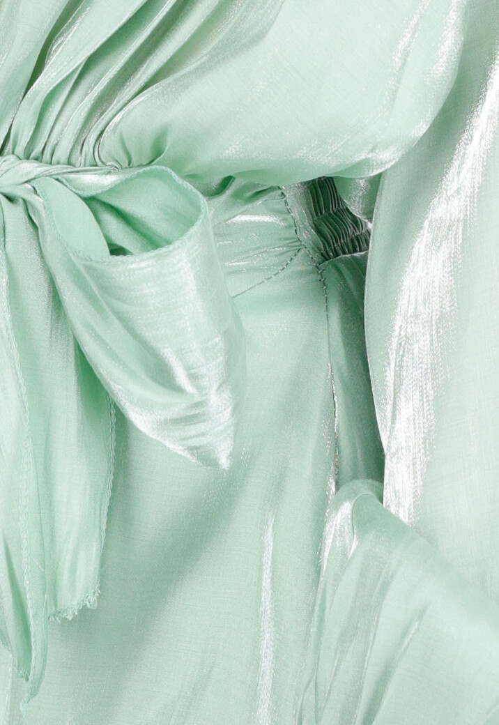 Chique Mintgroene Jurk met Strik en Pofmouwen