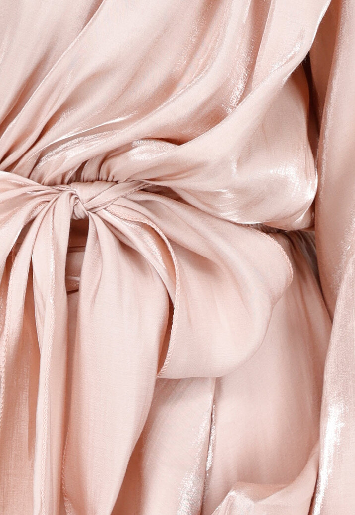 Chique Roze Jurk met Strik en Pofmouwen