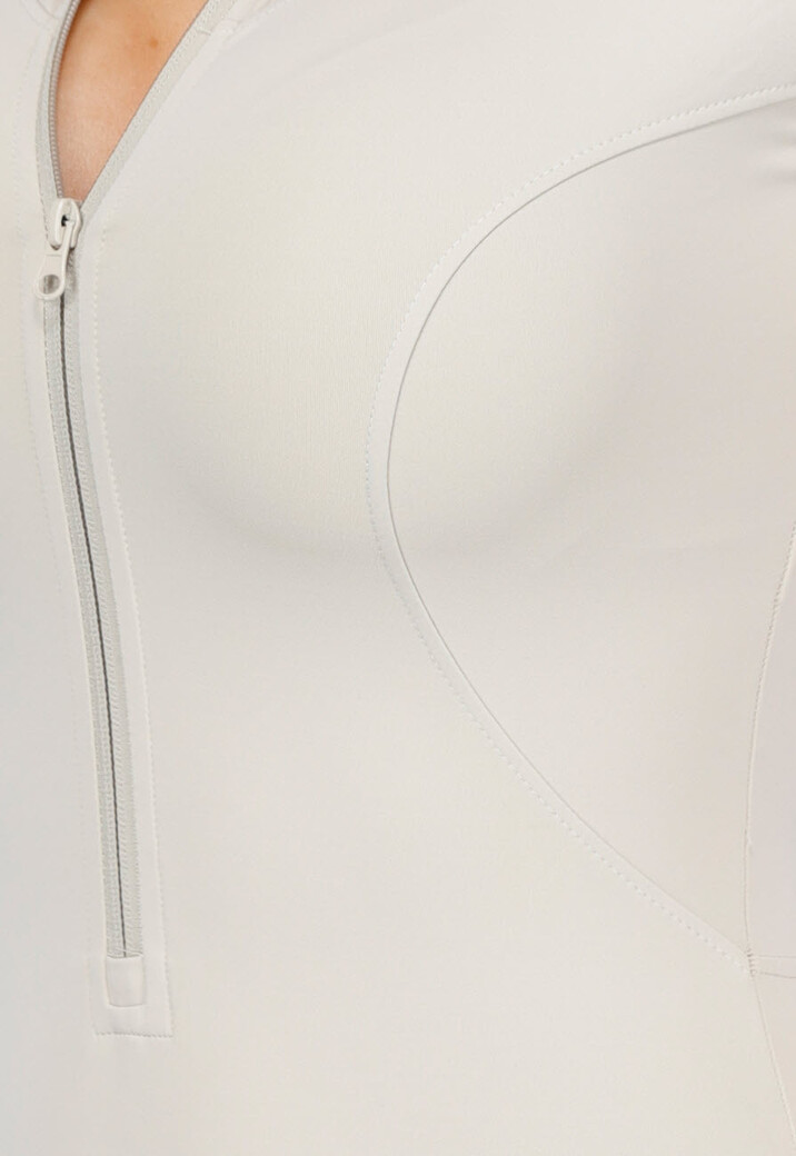 Stijlvolle Beige Sport Playsuit met Ritssluiting