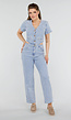 Denim Jumpsuit met Cut-outs, Korte Mouwen  en Knopen