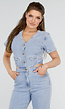 Denim Jumpsuit met Cut-outs, Korte Mouwen  en Knopen