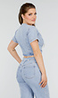 Denim Jumpsuit met Cut-outs, Korte Mouwen  en Knopen