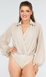 Stijlvolle Beige Body met Lange Mouwen