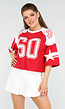 Sportief Rood Baseball T-Shirt met Ster