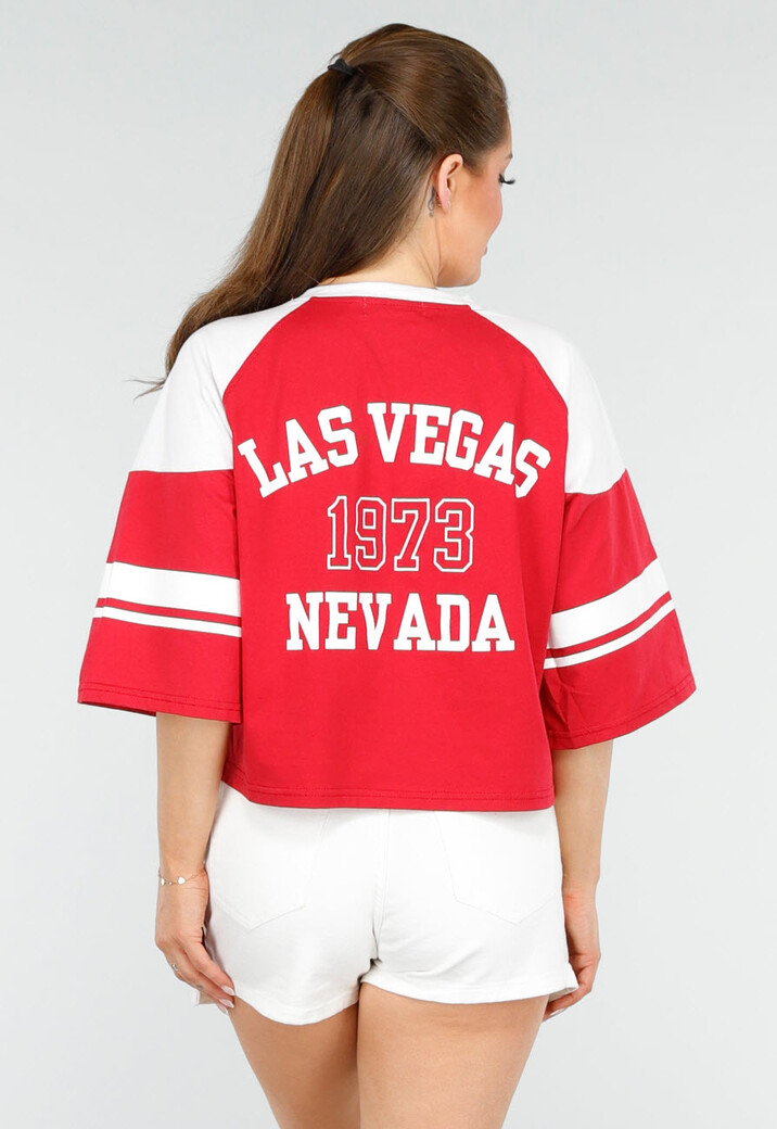 Sportief Rood Baseball T-Shirt met Ster