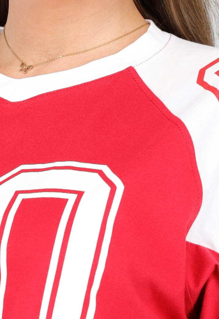 Sportief Rood Baseball T-Shirt met Ster