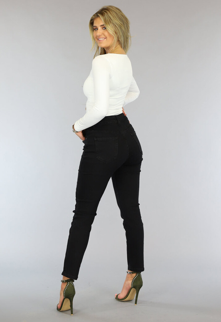 Witte Longsleeve Top met Vierkante Hals