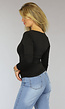 Zwarte Longsleeve Top met Vierkante Hals