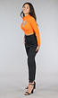 Oranje Rib Top met Overslag