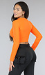 Oranje Rib Top met Overslag