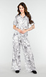 Stijlvolle Set in Zwart-Wit Print met Oversized Blouse  en Lange Straight Leg Broek