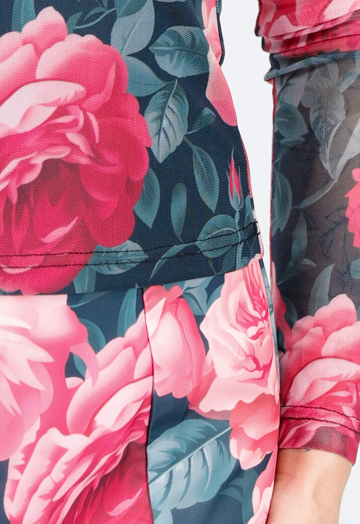 Bloemenprint Two-piece met Lange Mouwen en Skort