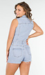 Lichtblauwe Denim Playsuit met Knopen en Korte broek