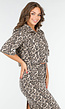 Beige Stretch Luipaardprint Two-piece met Rok en Cropped Blouse
