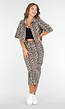Beige Stretch Luipaardprint Two-piece met Rok en Cropped Blouse