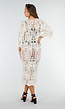 Beige Gehaakte Cover-up Jurk Vest met V-Hals en Lange Mouwen