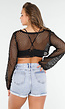 Zwarte Fishnet Top met Lange Mouwen en Schelpen