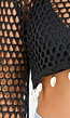 Zwarte Fishnet Top met Lange Mouwen en Schelpen