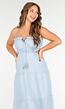 Lichtblauwe Maxi Jurk met Spaghettibandjes en Rimpeldetails