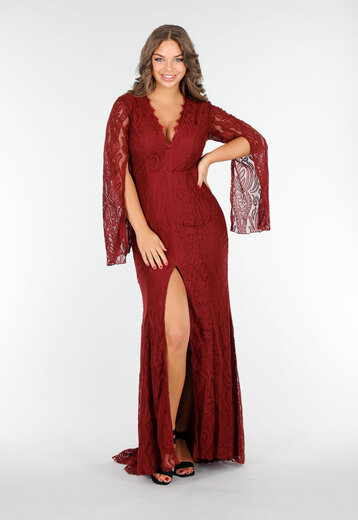 Rode Lange Jurk van Kant