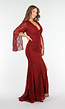 Rode Lange Jurk van Kant met Hoge Split