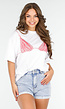 Wit T-Shirt met Rode Bikini Print voor een Speelse Look