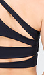 One Shoulder Zwart Sporttop met Pads en Open Cut-out Rug en Strakke Pasvorm