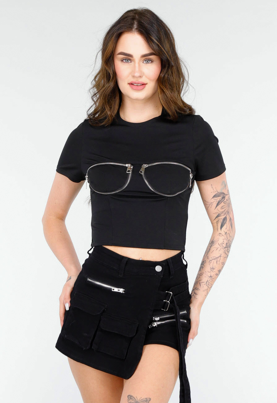 Zwarte Transparante Crop Top main image 0