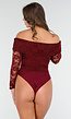 Elegante Kanten Body met Lange Mouwen in Bordeaux