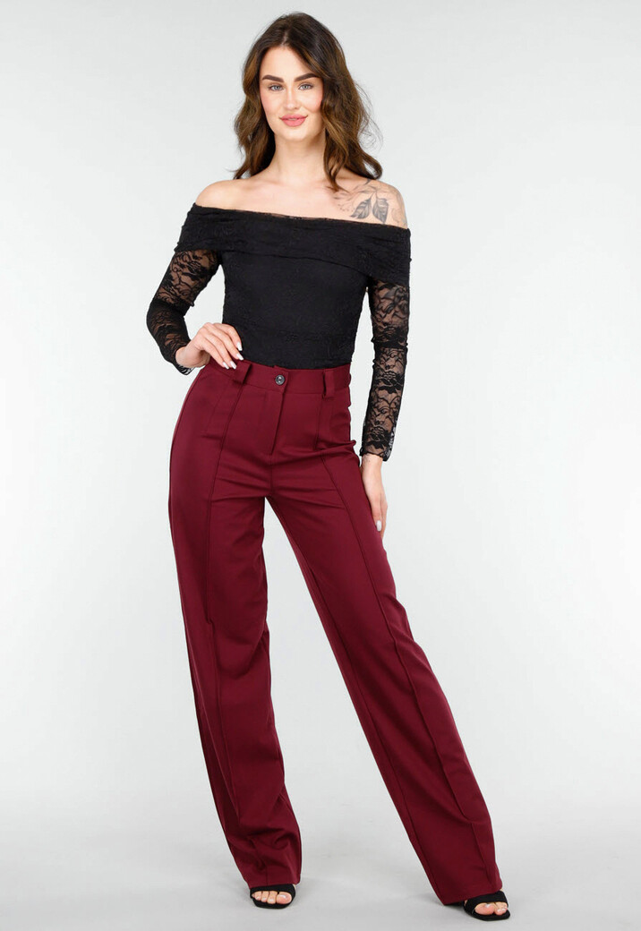 Zwart Off-Shoulder LaceyBody met Lange Mouwen