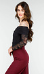 Zwart Off-Shoulder LaceyBody met Lange Mouwen