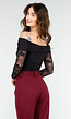 Zwart Off-Shoulder LaceyBody met Lange Mouwen