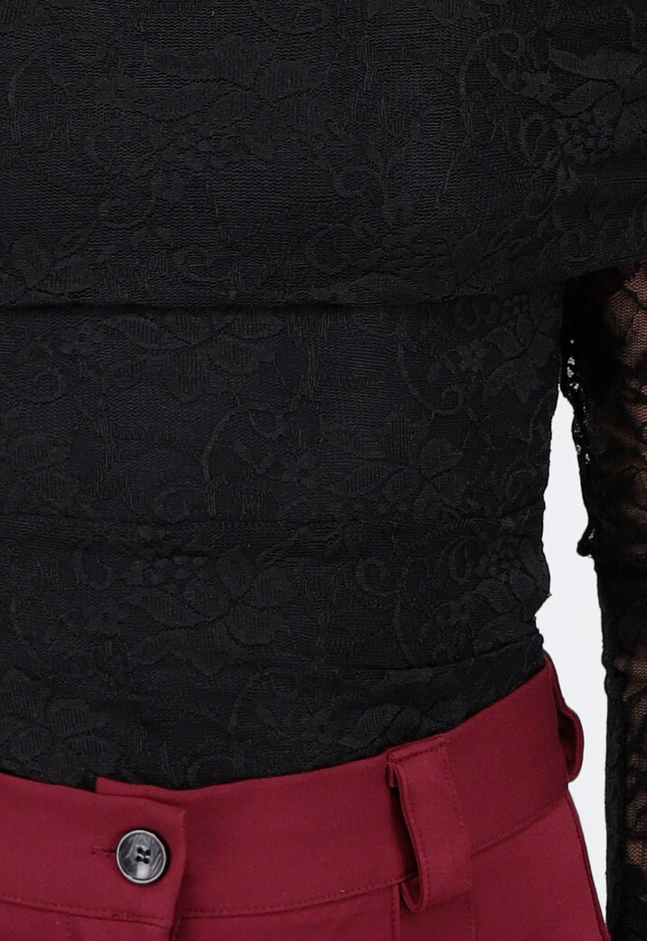 Zwart Off-Shoulder LaceyBody met Lange Mouwen