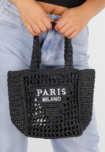 Zwarte Gehaakte Handtas