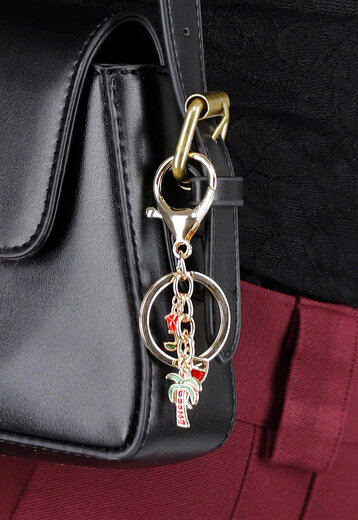 Goudkleurige Tashanger met Palmboom, Cocktail en Roos