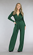 Groene Jumpsuit met Wijde Pijpen en Tailleband