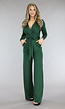 Groene Jumpsuit met Wijde Pijpen en Tailleband