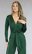 Groene Jumpsuit met Wijde Pijpen en Tailleband