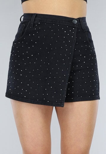 Zwarte Glitter Skort