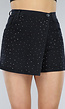 Zwarte Denim Glitter Overslag Skort