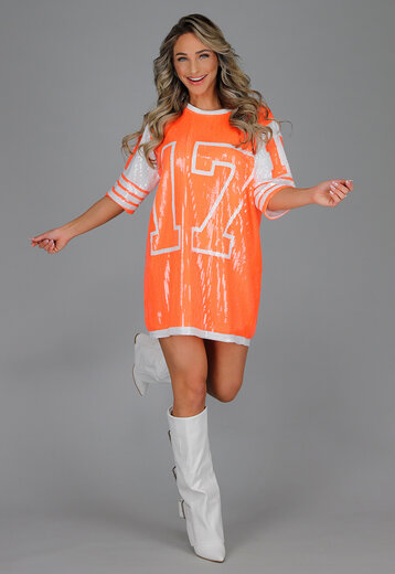 Neon Oranje Koningsdag Jersey Jurk