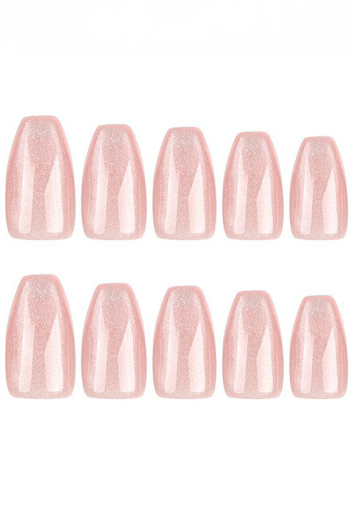 Vierkante Lichtroze Ombre Glanzende Kunstnagels met Glitters Holografisch