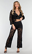 Two Piece Zwart Gehaakte Vest en Broek met Ingewerkt Broekje