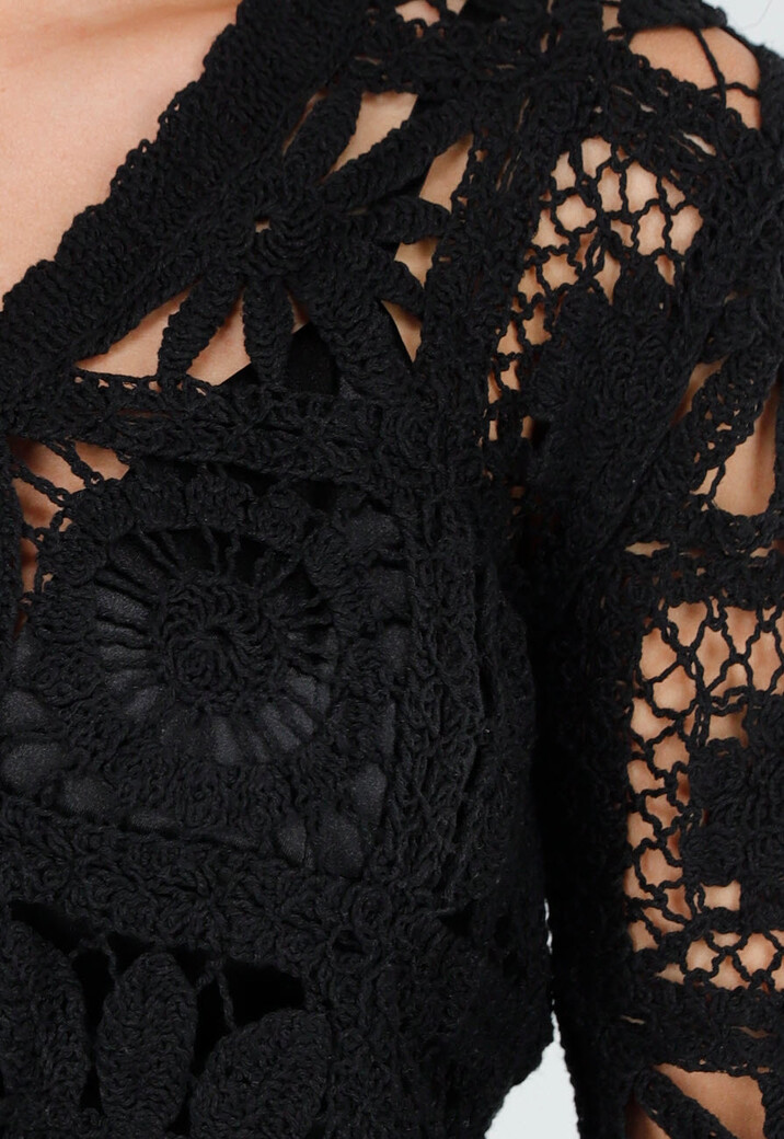 Two Piece Zwart Gehaakte Vest en Broek met Ingewerkt Broekje