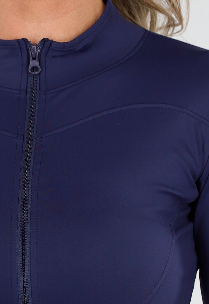 Navy Getailleerd Sportvest met Stretch en Duimgaten