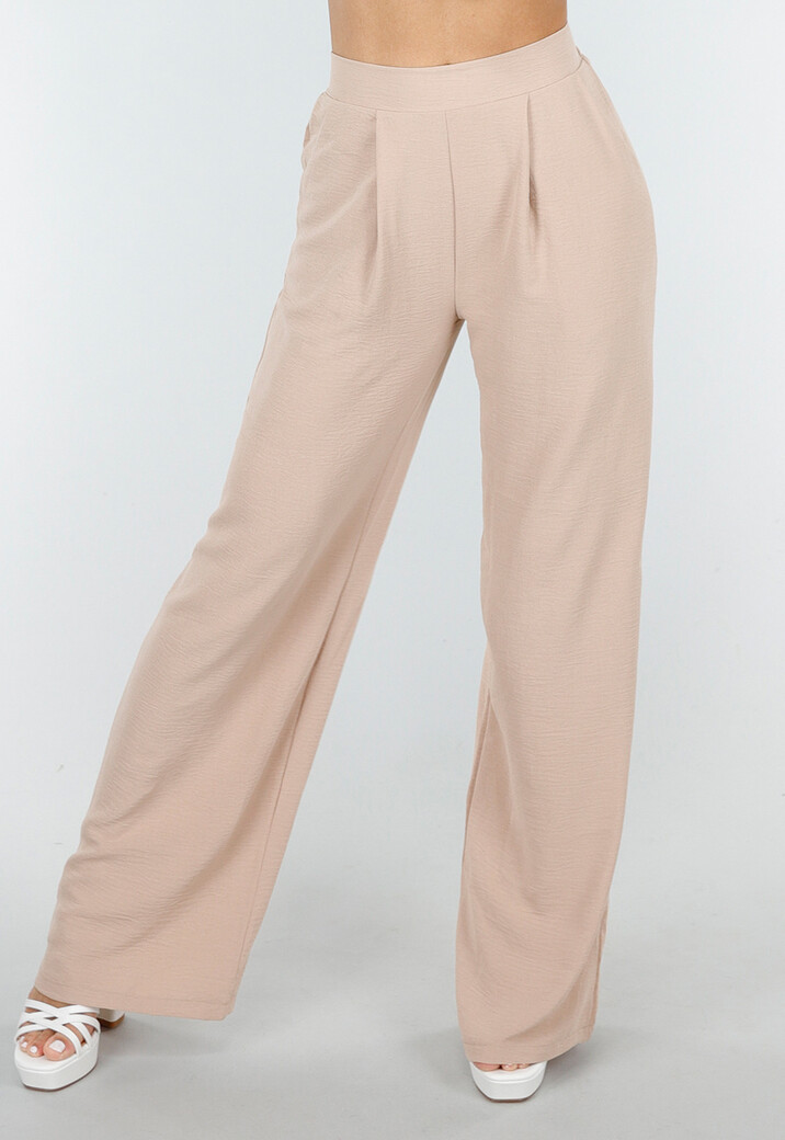 High Waist Beige Soepele Pantalon