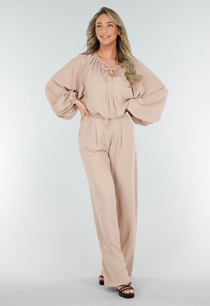 High Waist Beige Soepele Pantalon