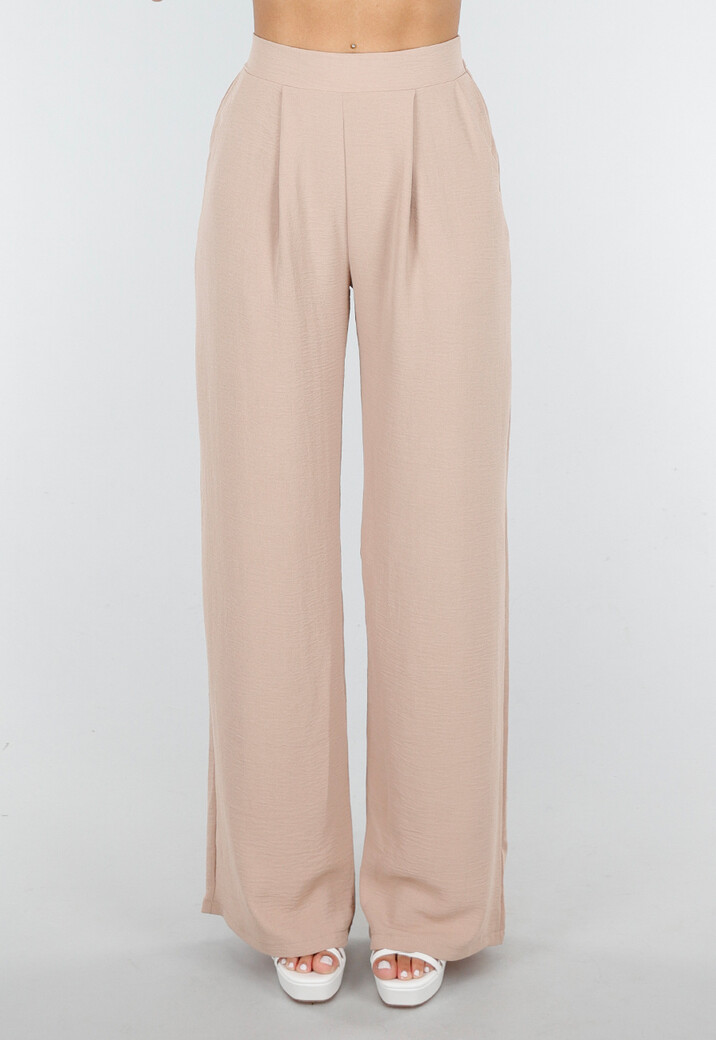 High Waist Beige Soepele Pantalon