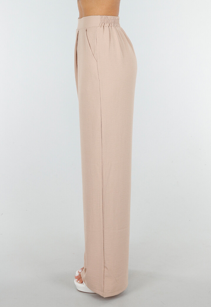 High Waist Beige Soepele Pantalon