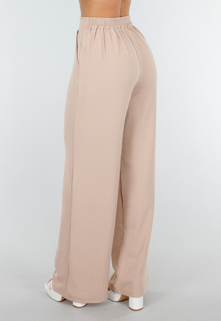 High Waist Beige Soepele Pantalon